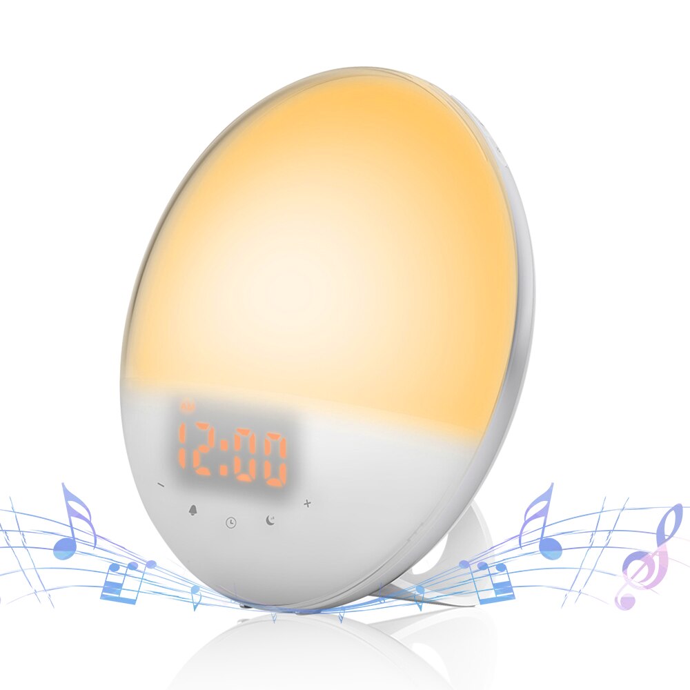 Colorful Night Light Simulation Sunrise Wake Up Alarm Sleep Music Light Night Light Music Clock