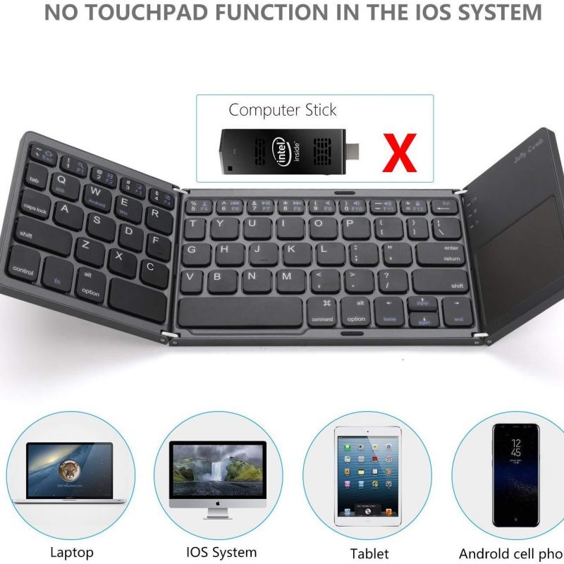 Draagbare Driemaal Vouwen Bluetooth Toetsenbord Draadloze Opvouwbare Touchpad Toetsenbord Voor Ios/Android/Windows Ipad Tablet