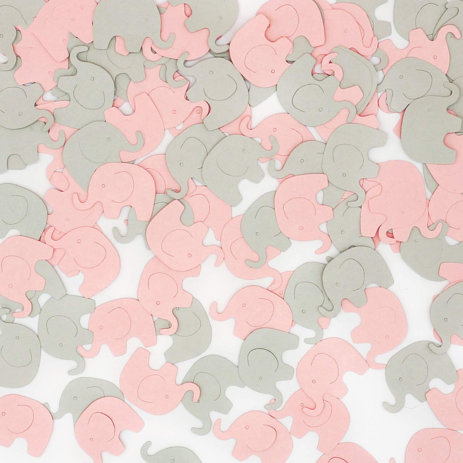 Confeti de papel de elefante para primer cumpleaños de niña y niño, relleno de para Celebración de bebé, suministros para fiestas temáticas, 100 piezas: pink gray