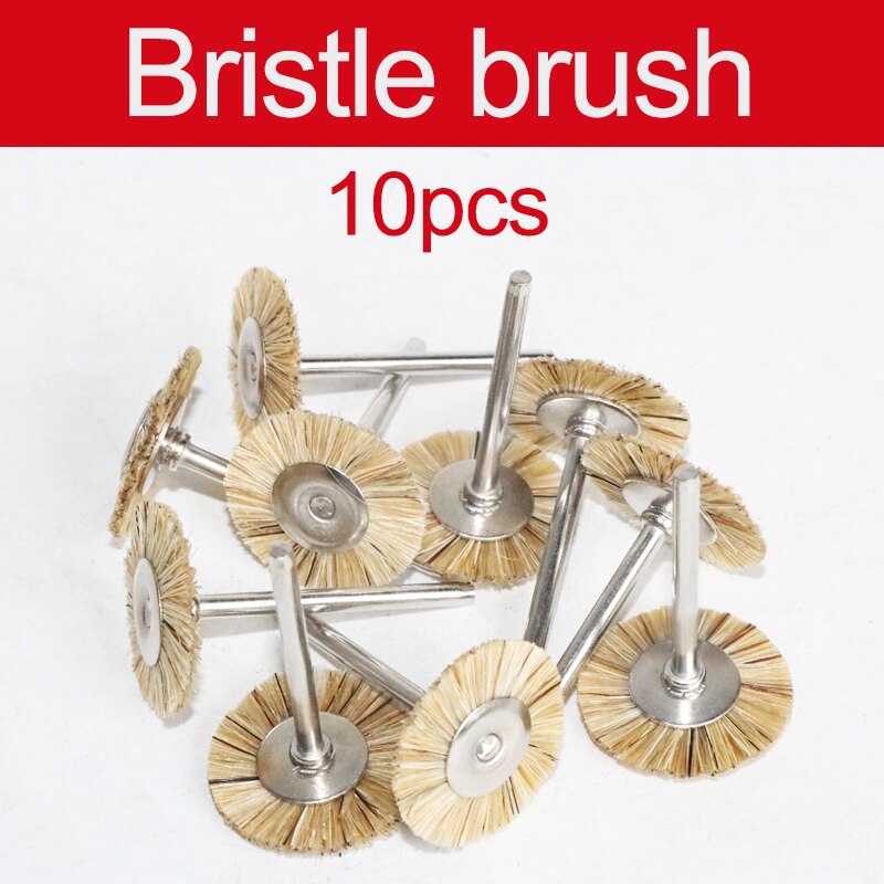 Cepillo rotativo de 1 pulgada y 10 piezas, rueda de pulido para herramientas rotativas, accesorios de fieltro de lana redonda de 25mm: 10pc bristle / with 2.35mm shank