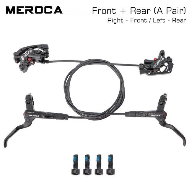 MTB Hydraulic Brakes Set Bicycle Disc Brake Mountain Bike 4 Pushes Piston Line Levers System Caliper Kit Racing Cycling