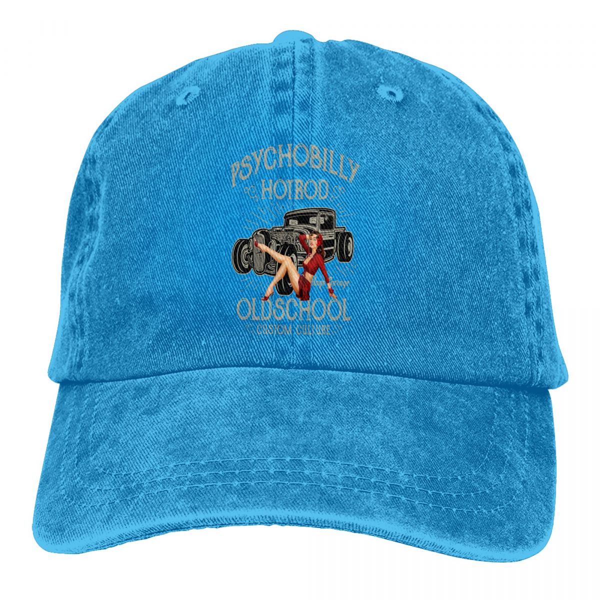 Psicobilly Hot Rod berretti da Baseball berretto con visiera Pin Up Girl Art Culture cappelli da sole per uomo: Blu