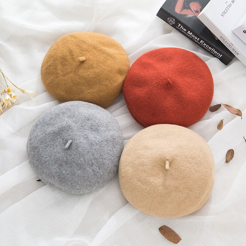 NO.ONEPAUL Female Bonnet Caps Winter All Matched Warm Walking Hat Cap Cheap Women Wool Solid Color Beret