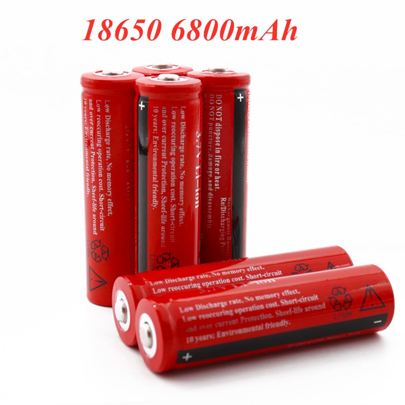 18650 Batterij 3.7V 6800 Mah Oplaadbare Li-Ion Batterij Voor Led Zaklamp Zaklamp Batery Litio Batterij +