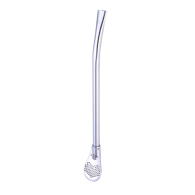 Multicolour Stainless Steel Coffee Spoon Straw Drinking Tea Yerba Mate Straw Gourd Bombilla Filter Spoon: Sliver