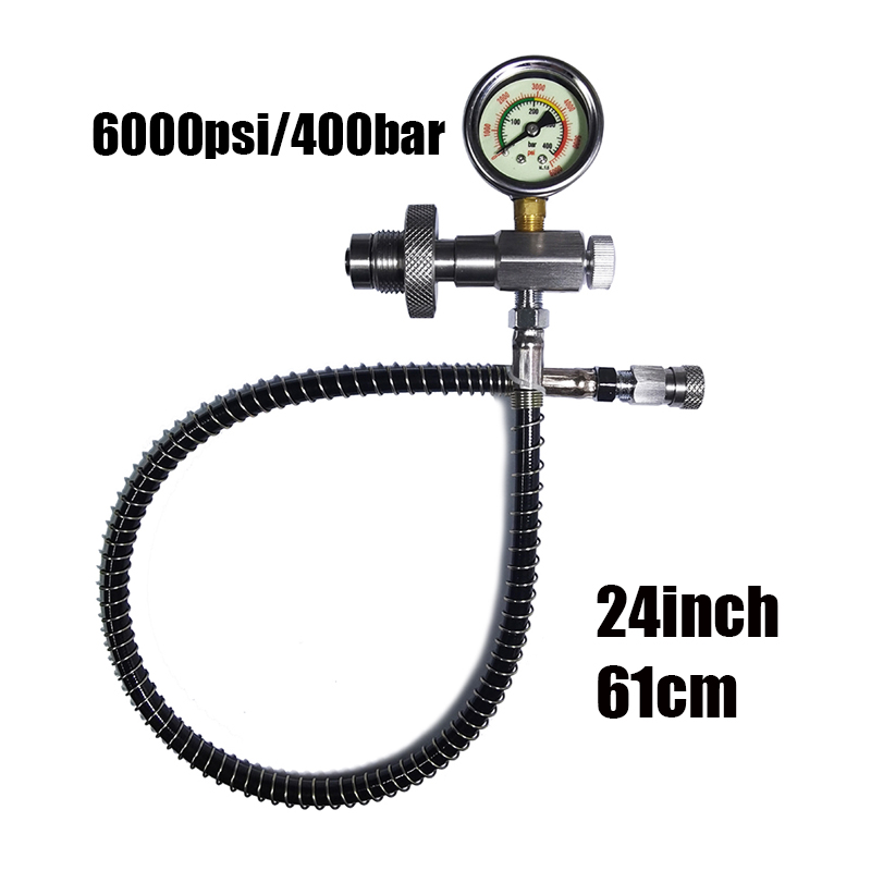HPA Big Gas Tank To Small Cylinder Stainless Steel DIN G5/8 High Pressure Air Fill Station Refill Connector: Dark Khaki