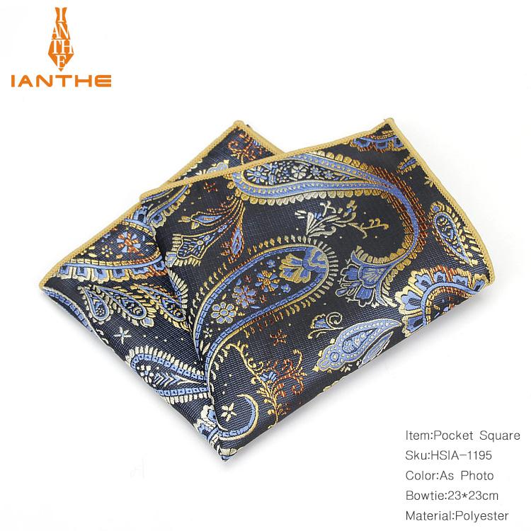 Mouchoir de luxe pour hommes | Motif Floral, rayures à pois, Polyester Hankies homme Business, poche carrée poitrine serviette, poche carrée: IA1195