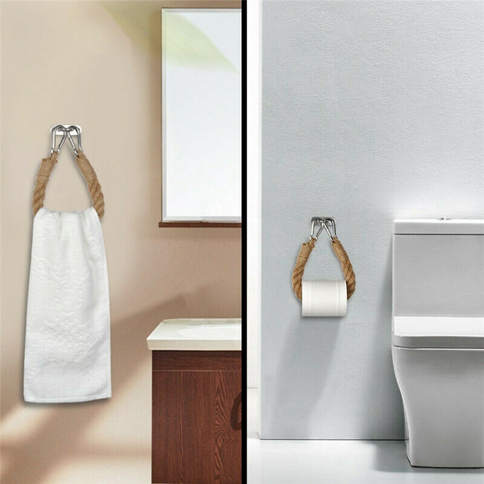 Handgemaakte Touw Handdoek Toiletpapier Rolhouder Wandmontage Duurzaam Praktische Bruin