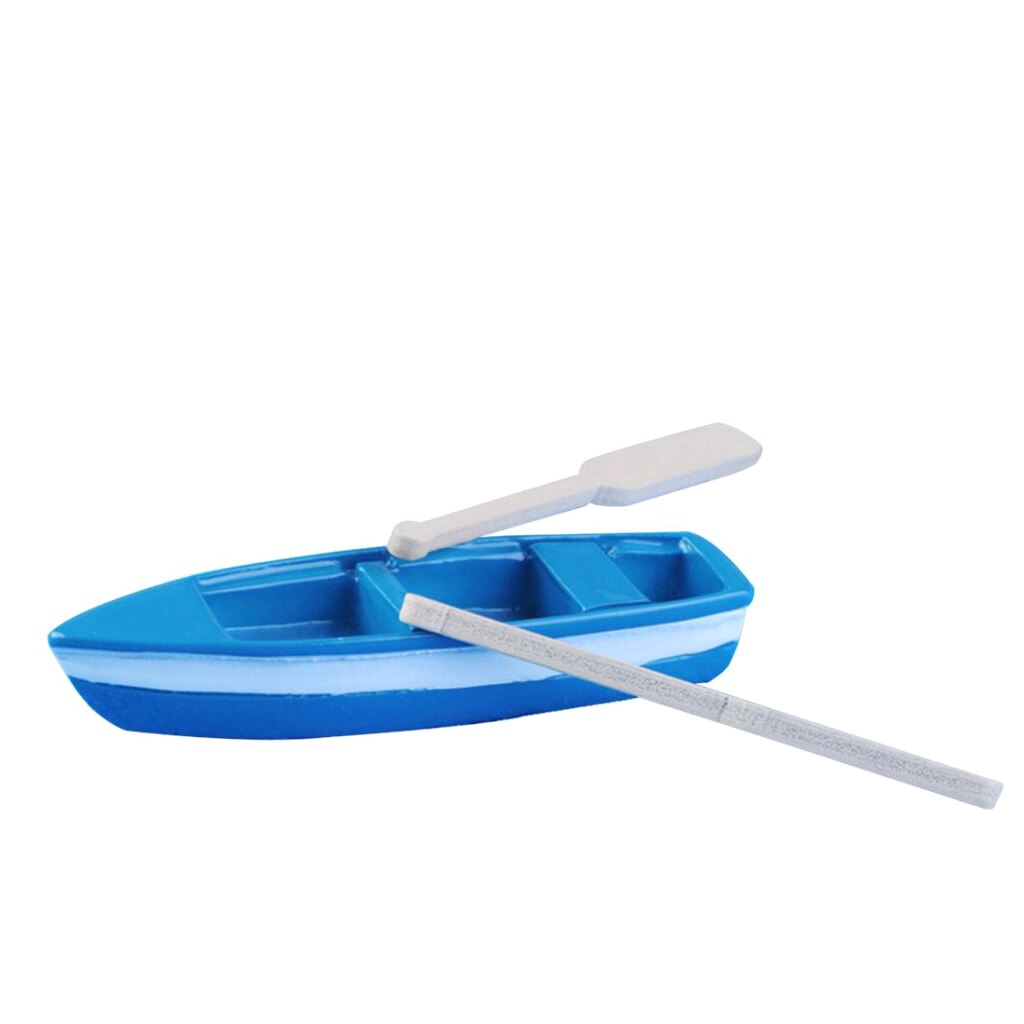 DIY Resin Model Small Blue Boat Figure with Paddles for DIY Layout Scenery Microlandschaft Decoration Ornament Crafts Sand Toys