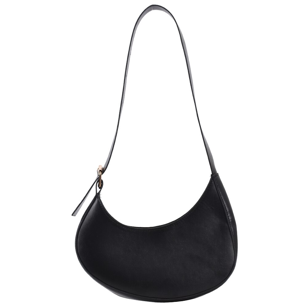 Mode Vrouwen Effen Kleur Pu Lederen Schoudertas Onderarm Tassen Casual Alle-Match Hobos Tas Elegante Dames Top-Handvat kleine Handtassen: Black