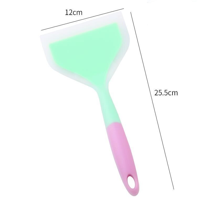 Silicone Kitchen Ware Cooking Utensils Spatula Beef Meat Egg Kitchen Scraper Wide Pizza Cooking Tools Shovel Non-stick: 1Pc Light Green