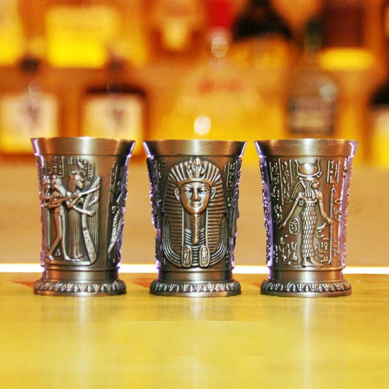 Copa de vino pequeña de la Guardia egipcia antigua clásica, barra de aleación de Metal para en casa, copa de licor, vaso de oro, vaso para beber, decoración