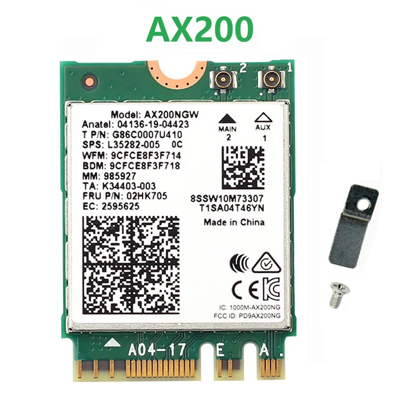 Placa sem fio wi-fi 6 banda dupla 3000mbps para ax200 m.2 bluetooth 5.2 2.4g/5ghz 802.11ac/ax ax200ngw antena adaptadora wi-fi