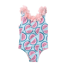 Pudcoco sommer strand småbørn spædbarn baby piger vandmelon print sød badedragt badetøj svømme bikini: 90