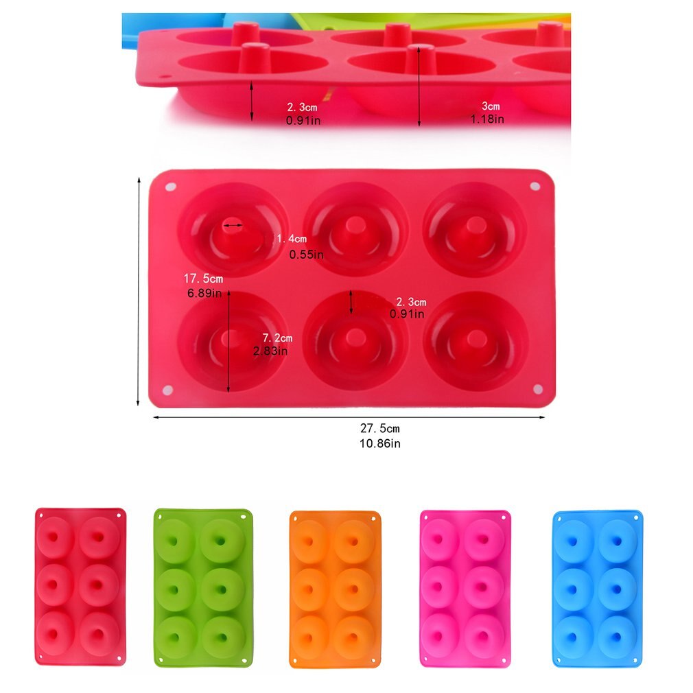 6 Doughnut Silicone Mold Diy Round Cake Angel Circle Biscuit Muffin Mold Donut Silicone Ice Cube Molds Candy Chocolate