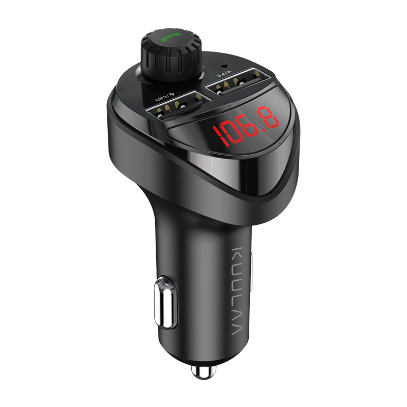 KUULAA Car Charger FM Transmitter Bluetooth Car Audio MP3 Player TF Card Car Kit 3.4A Dual USB Car Phone Charger For Xiaomi Mi: Black