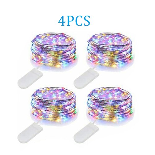 2M LED String light Silver Wire Fairy Light Firefly Lights Battery Operated Garland Home Christmas Wedding Party Decoration: 2M 4PCS Colorful