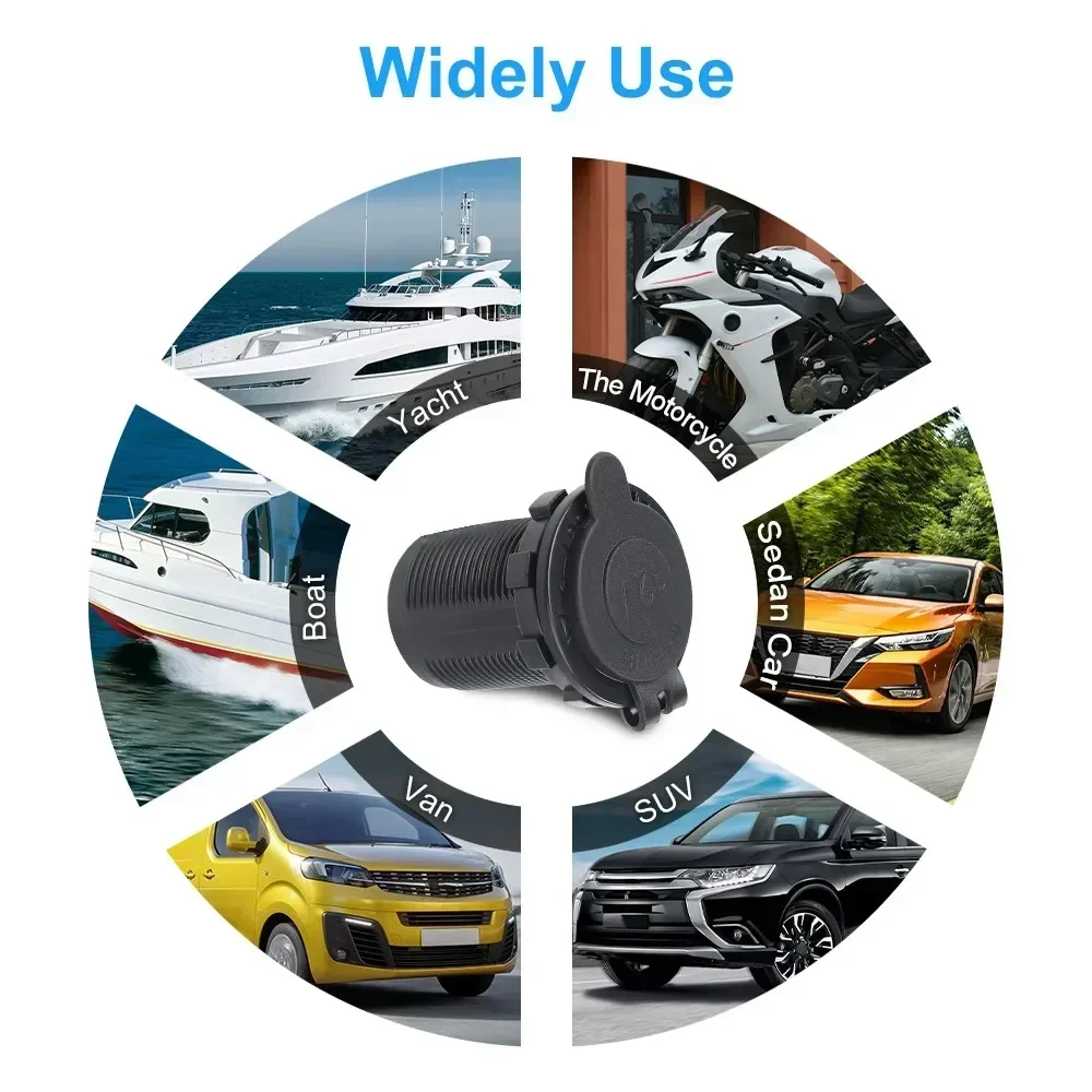 Enchufe para encendedor de cigarrillos de coche, enchufe adaptador de 12V-24V, enchufe múltiple para motocicletas, barco marino, motocicleta, camión, RV, ATV