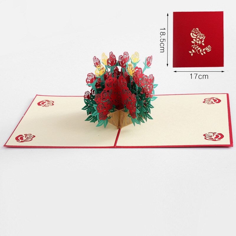 Cartes Pop-Up en 3D, d'anniversaire, fleurs, carte postale, érable, cerisier, cartes d'invitation de mariage, cartes de vœux: 06