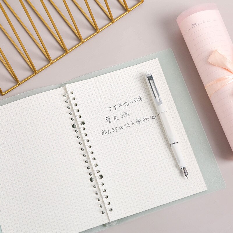 A5 B5 Transparent Loose Cover Line Plaid Inner Cute Notebook Notepad Paper Planner for School Student Supplies Office Stationery