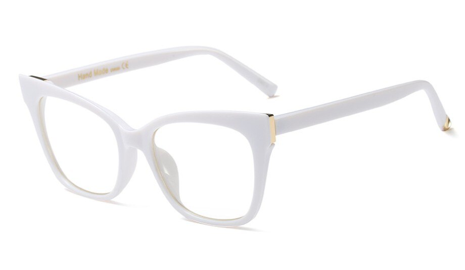 45514 Cat Eye Glasses Frames For Women Brand Optical EyeGlasses UV400 Eyewear Computer Glasses: C1 white clear