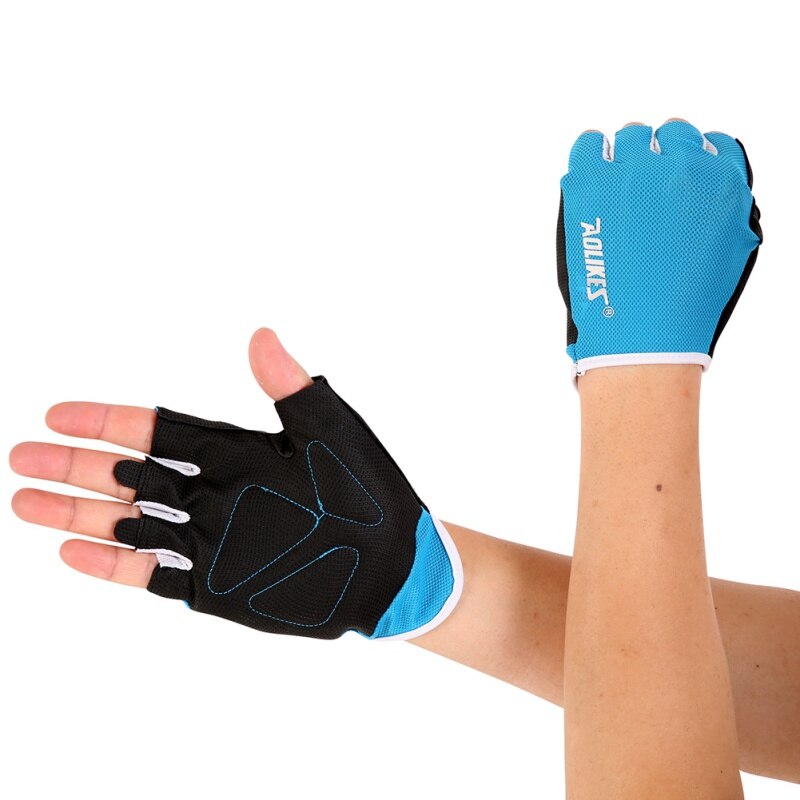 Summer men and women fitness gloves gym weightlifting cycling bodybuilding training thin breathable non-slip half finger gloves: L / L