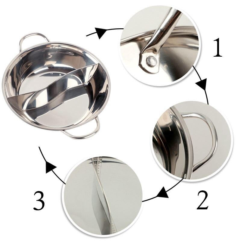 Beste 28cm- pots dubbel verdeeld roestvrij staal 28cm kookgerei pot gelinieerd compatibele soep- en voorraadpotten thuis keuken