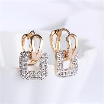 K Gold Zircon Earrings Square Diamond Romantic Earrings Ear Clips Women's Champagne Gold KZCE146-E Ear Jacket Earrings