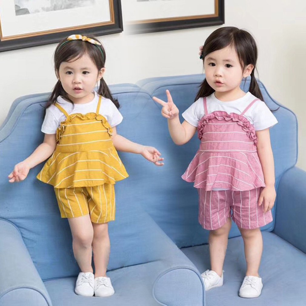 Kinderkleding babymeisjes zomer korte mouwen pak baby cowboy zomerkleding meisjes tweedelig pak