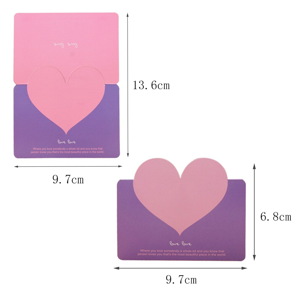 10pcs/bag Mixed Color LOVE Heart Shape Greeting Card Valentines Day Card Wedding Invitations Card Romantic Thank You Cards