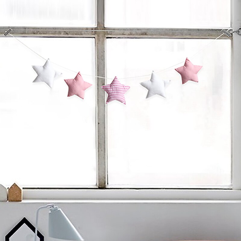 Décoration nordique pour chambre de bébé, décoration murale suspendue, tente, lit, étoile, guirlande, bannière de fête, fête prénatale, accessoires Photo: S4