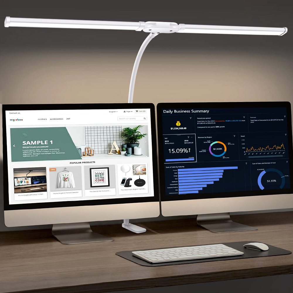 LED-bureaulamp met klem Zwenkarm Bureaulampen Oogverzorgende dimbare bureaulamp met 3 kleurmodi en 10 dimbare led-tafellampen