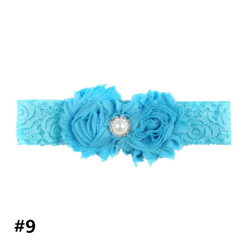 Baby Mooie Hoofdband Tulband Bloem Parel Boog Pasgeboren Meisjes Hoofdbanden Elastische Kids Peuter Haarband Prinses Haar Accessoires: 09