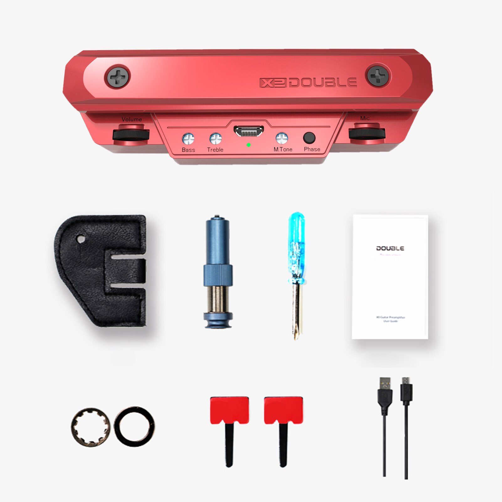 X0 Guitar Pickup Preamp Soundhole Pickup with Volume &amp; Tone Control Musical Instrument Acoustic Guitar Accessories: Red