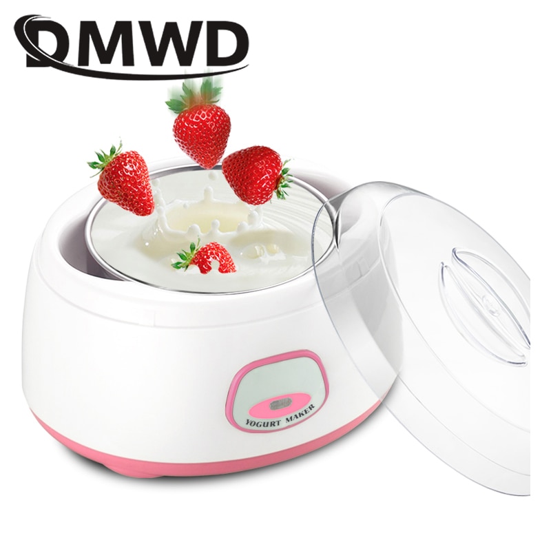Máquina eléctrica para Yogurt DMWD, fermentador Leben automático multifunción de acero inoxidable con revestimiento nato, máquina para vino, Yogurt, 4 tazas
