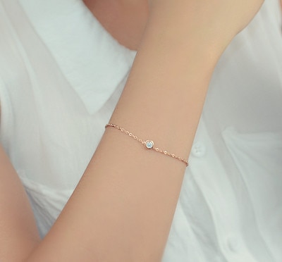 YUN RUO Rose Gold Farbe kubisch Zirkon Inlay Armbinde Reize 316L Edelstahl Schmuck für Frau Verhindern Verblassen