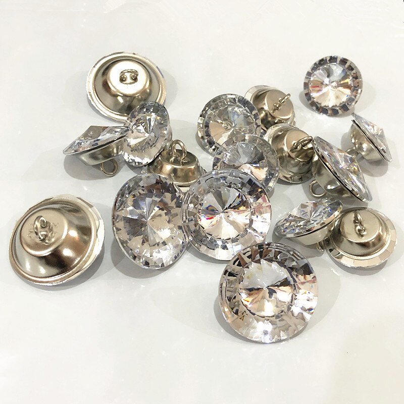 100PCS/lot White Clear acrylic Button 18mm 20mm acrylic Crystal Buttons For Clothing Sofa Craft Sewing Accessories DIY
