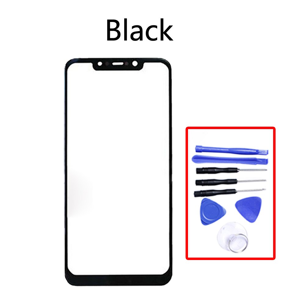För xiaomi pocophone  f1\  poco  f1\m1805 e 10a lcd front pekskärm glas ytterlins byte: Svart-med-verktyg