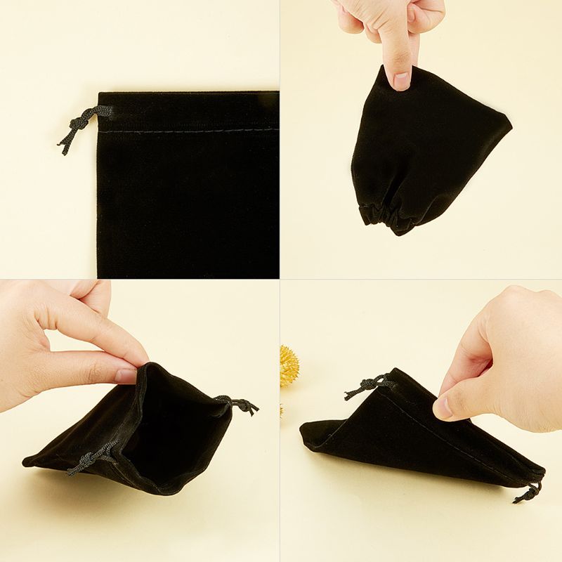 50 Stuks 10X12Cm Black Velvet Bag Koord Zakjes Sieraden Ring Verpakking Zakken