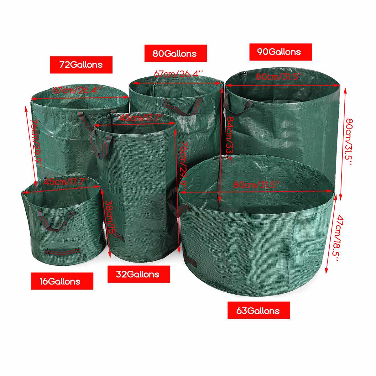 Garden bag Sack Set Leaf bag Garden waste bag Waste 120L closet organizer hanging organizer storage bag Capacity Garden Bag