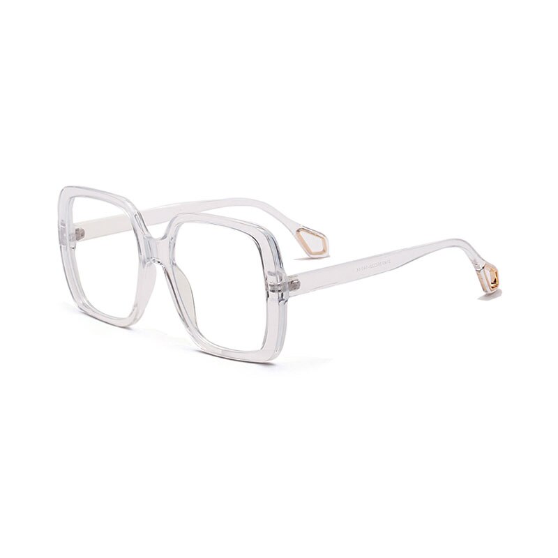 So & ei overdimensionerede firkantede beskyttelsesbriller kvinder briller ramme klar linse vintage semi-metal briller mænd optiske briller rammer: Gennemsigtig