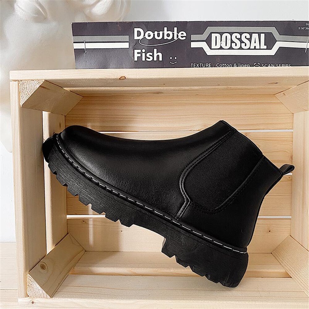 DEEZLA – bottes Chelsea en cuir à plateforme pour homme, de luxe, à la , pour moto, automne et hiver,