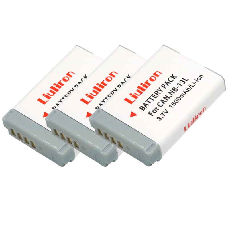 Batterie 1600mAh NB13L NB 13l avec chargeur LCD USB, pour Canon G7 X Mark II G7X G5 X G5X G9 X G9X SX620 SX720 HS: 3battery