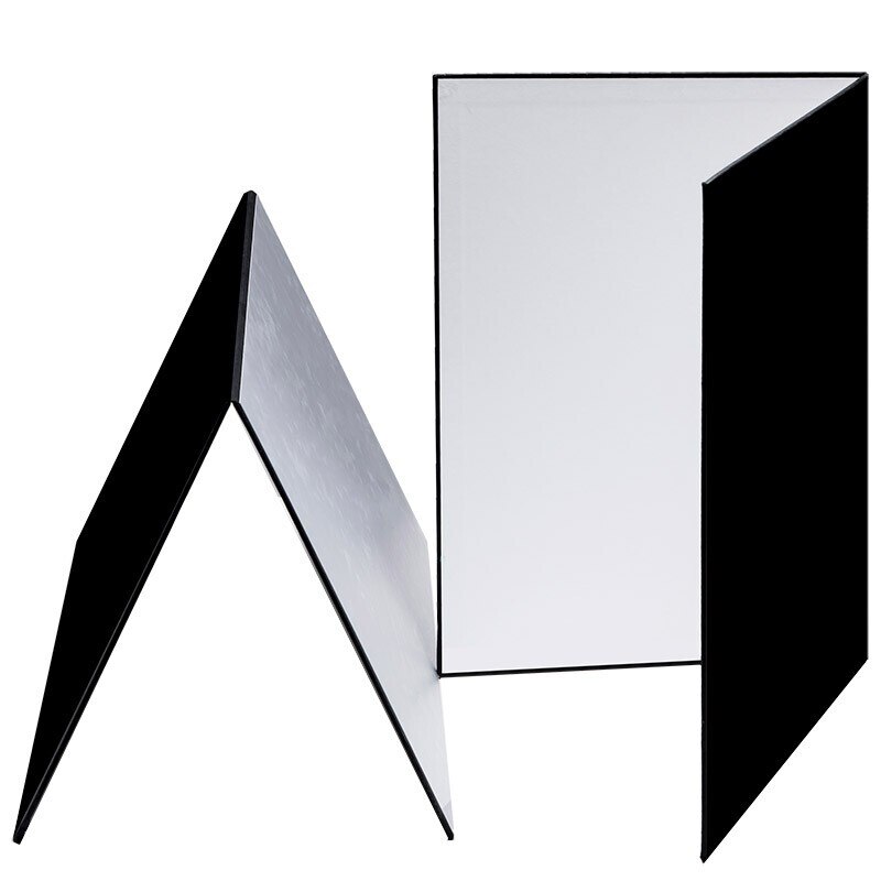 2 Pcs A3 Fotografie Light Reflector Voor Foto, 3 In 1 Licht Diffuser Vouwen Reflecterende Kartonnen Zwart Zilver Wit
