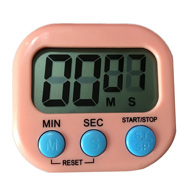 1PC Digital Kitchen Timer Big Digits Loud Alarm Magnetic Backing Stand with LCD Display for Cooking Baking Sports Games: Pink