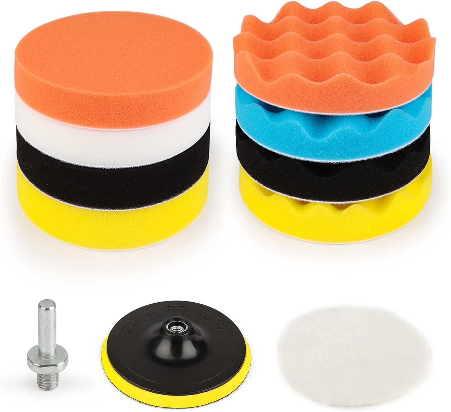 5 Zoll (125 mm) Bohrpolierpads 11-teilig Auto-Polierer und -Puffer Set mit Poliermittel