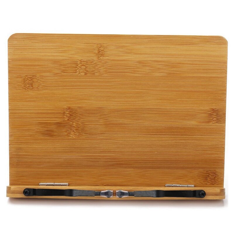 Bamboo Book Stand Adjustable Book Holder Tray -Cookbook Reading Desk Portable Sturdy Lightweight Bookstand-Textbooks Bookstands-
