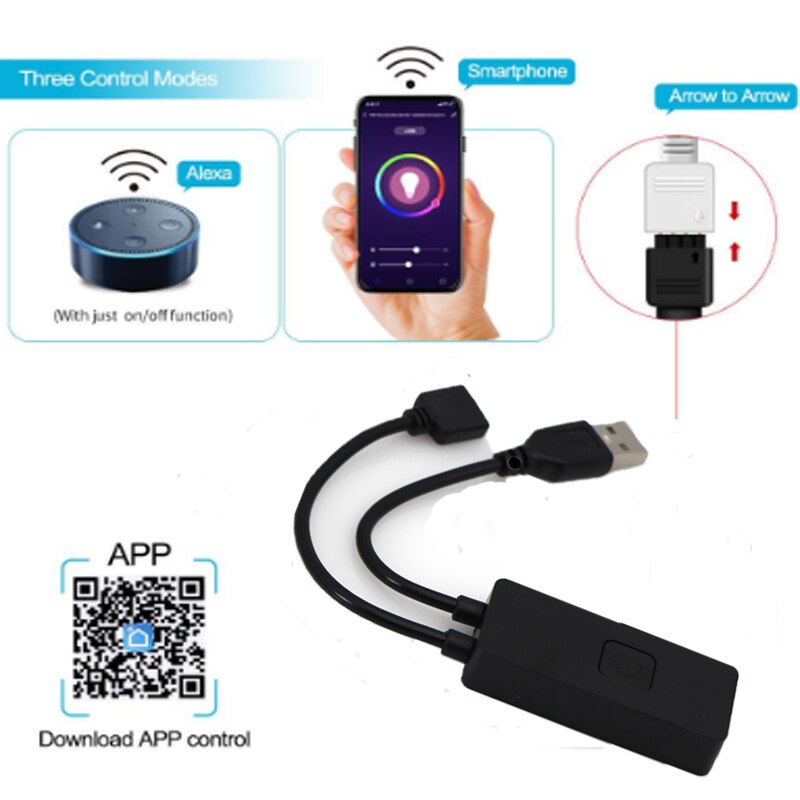 Tuya wifi app inteligente mini controlador led dc 5v-24v 6a adequado para 2835 3528 5050 rgb led luz de tira cor transformar interfa usb