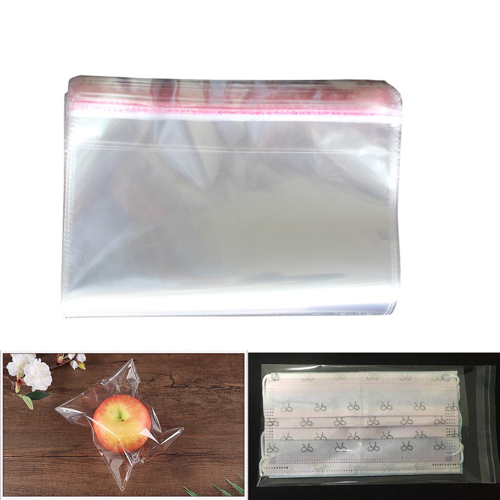 100pcs/200pcs Self Adhesive Plastic Bags Resealable Transparent Bags For Food Snack Storage Sealing Plastic Package Kitchen Tool: 100pcs