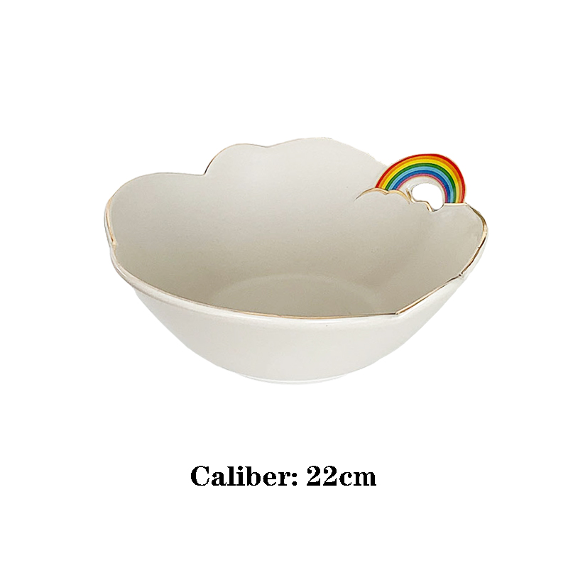 LadyCC Korean Rainbow Ceramic Cloud Breakfast Bowl Special-shaped Plate Household Salad Soup Bowl: C